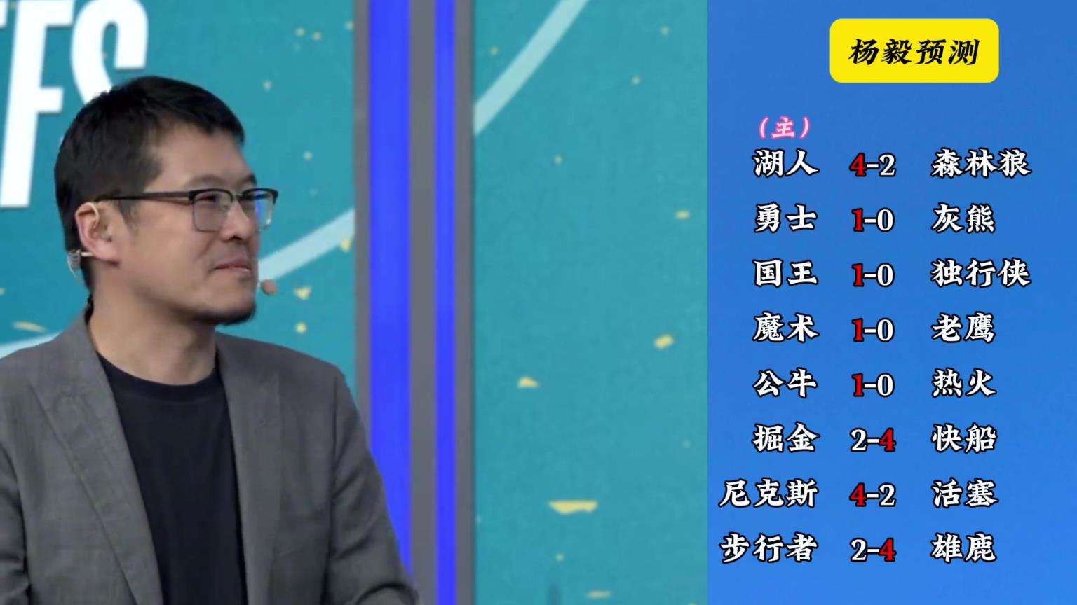 明燈來了！看看楊毅的季后賽預(yù)測：湖人4-2狼 快船4-2掘金